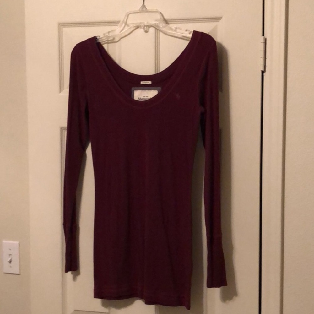 Maroon Abercrombie and Fitch Long Sleeve Shirt